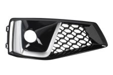 GRILLE AUDI A4 2018-2019 PARE-CHOCS AVANT / MODÈLE S-LINE / AVEC ANTIBROUILLARD / MOULURE GRIS ARGENT / NOIRE BRILLANTE / DROITE