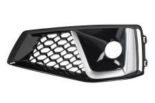 GRILLE AUDI A4 2018-2019 PARE-CHOCS AVANT / MODÈLE S-LINE / AVEC ANTIBROUILLARD / MOULURE GRIS ARGENT / NOIRE BRILLANTE / GAUCHE