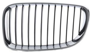GRILLE BMW SERIE 1 (E81-E87) 2007-2012 FACE AVANT / CONTOUR CHROMÉ / LAMES NOIRES / GAUCHE