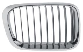 GRILLE BMW SERIE 3 (E46) 1998-2001 FACE AVANT CONTOUR CHROMÉ / LAMES CHROMÉS / DROIT