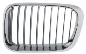 GRILLE BMW SERIE 3 (E46) 1998-2001 FACE AVANT CONTOUR CHROMÉ / LAMES CHROMÉS / GAUCHE