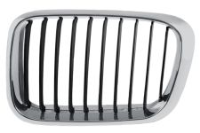 GRILLE BMW SERIE 3 (E46) 1998-2001 FACE AVANT / CONTOUR CHROMÉ / LAMES NOIRES / GAUCHE