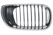 GRILLE BMW SERIE 3 (E46) 2001-2005 FACE AVANT CONTOUR CHROMÉ / LAMES NOIRES / DROITE