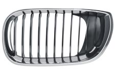 GRILLE BMW SERIE 3 (E46) 2001-2005 FACE AVANT CONTOUR CHROMÉ / LAMES NOIRES / GAUCHE