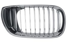 GRILLE BMW SERIE 3 (E46) 2001-2005 FACE AVANT CONTOUR CHROMÉ / LAMES CHROMÉES / NOIRES / DROITE