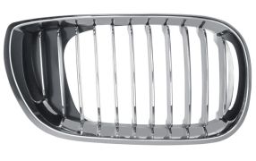 GRILLE BMW SERIE 3 (E46) 2001-2005 FACE AVANT CONTOUR CHROMÉ / LAMES CHROMÉES / NOIRES / DROITE