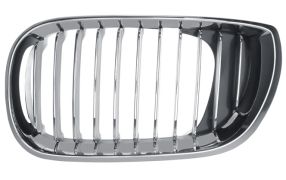 GRILLE BMW SERIE 3 (E46) 2001-2005 FACE AVANT CONTOUR CHROMÉ / LAMES CHROMÉES / NOIRES / GAUCHE