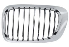 GRILLE BMW SERIE 3 (E46) 1999-2003 COUPÉ / FACE AVANT CONTOUR CHROMÉ / LAMES CHROMÉS / NOIRES / GAUCHE