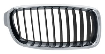 GRILLE BMW SERIE 3 (F30-F31) 2012-2015 FACE AVANT / BASIS / CONTOUR CHROMÉ / LAMES NOIRES / DROIT