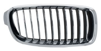 GRILLE BMW SERIE 3 (F30-F31) 2012-2015 FACE AVANT / LUXURY / CONTOUR CHROMÉ / LAMES CHROMÉES / NOIRES / DROITE