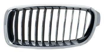 GRILLE BMW SERIE 3 (F30-F31) 2012-2015 FACE AVANT / LUXURY / CONTOUR CHROMÉ / LAMES CHROMÉES / NOIRES / GAUCHE