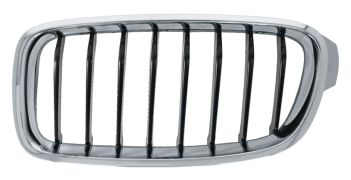 GRILLE BMW SERIE 3 (F30-F31) 2012-2015 FACE AVANT / SPORT / CONTOUR CHROMÉ / LAMES NOIRES / GAUCHE