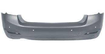 PARE-CHOCS BMW SERIE 3 (F30) 2012-2015 ARRIÈRE / SEDAN / ÉCHAPPEMENT SIMPLE GAUCHE / MODÈLE 316-318-320 / BASIS / AVEC CAPTEUR / AVEC APPRET