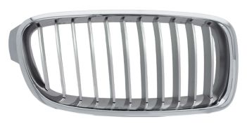 GRILLE BMW SERIE 3 (F30-F31) 2012-2015 FACE AVANT / MODERN / CONTOUR CHROMÉ / LAMES GRIS ARGENT / DROIT