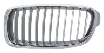 GRILLE BMW SERIE 3 (F30-F31) 2012-2015 FACE AVANT / MODERN / CONTOUR CHROMÉ / LAMES GRIS ARGENT / GAUCHE