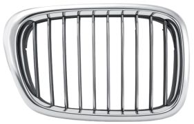 GRILLE BMW SERIE 5 (E39) 2001-2003 FACE AVANT / CONTOUR CHROMÉ / LAMES CHROMÉES / DROITE