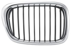 GRILLE BMW SERIE 5 (E39) 2001-2003 FACE AVANT / CONTOUR CHROMÉ / LAMES NOIRE / DROITE