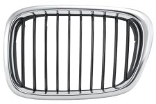 GRILLE BMW SERIE 5 (E39) 2001-2003 FACE AVANT / CONTOUR CHROMÉ / LAMES NOIRE / GAUCHE
