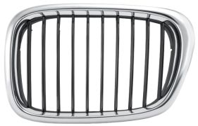 GRILLE BMW SERIE 5 (E39) 2001-2003 FACE AVANT / CONTOUR CHROMÉ / LAMES NOIRE / GAUCHE