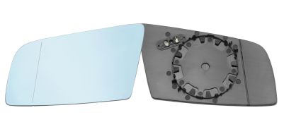 VERRE DE RÉTROVISEUR BMW SERIE 5 (E60-E61) 2003-2007 AVEC SUPPORT / CHAUFFANT / ASPHÉRIQUE / BLEU / GAUCHE