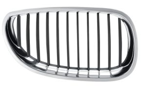 GRILLE BMW SERIE 5 (E60-E61) 2003-2007 FACE AVANT / CONTOUR CHROMÉ / LAMES NOIRES / DROIT