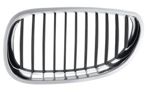 GRILLE BMW SERIE 5 (E60-E61) 2003-2007 FACE AVANT / CONTOUR CHROMÉ / LAMES NOIRES / GAUCHE