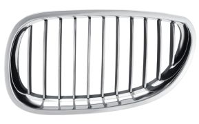 GRILLE BMW SERIE 5 (E60-E61) 2003-2007 FACE AVANT / CONTOUR CHROMÉ / LAMES NOIRES / CHROMÉES / GAUCHE