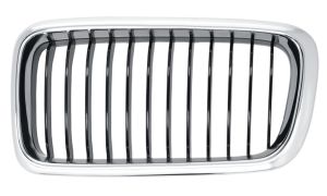 GRILLE BMW SERIE 7 (E38) 1998-2003 FACE AVANT / CONTOUR CHROMÉ / LAMES NOIRES / GAUCHE