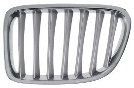 GRILLE BMW X1 (E84) 2012-2015 FACE AVANT / CONTOUR CHROMÉ / LAMES ARGENT / GAUCHE