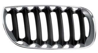 GRILLE BMW X3 (E83) 2004-2006 FACE AVANT / CONTOUR CHROMÉ / LAMES NOIRES / DROITE