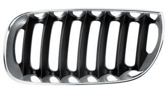GRILLE BMW X3 (E83) 2004-2006 FACE AVANT / CONTOUR CHROMÉ / LAMES NOIRES / GAUCHE