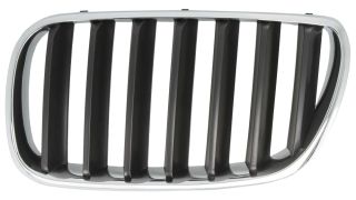 GRILLE BMW X3 (E83) 2006-2010 FACE AVANT / CONTOUR CHROMÉ / LAMES NOIRES / GAUCHE