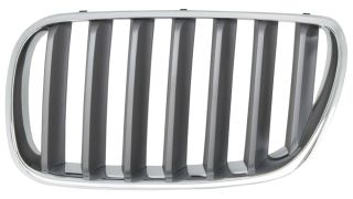 GRILLE BMW X3 (E83) 2006-2010 FACE AVANT / CONTOUR CHROMÉ / LAMES TITANIUM NOIRE / GAUCHE
