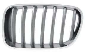 GRILLE BMW X3 (F25) 2010-2014 FACE AVANT / CONTOUR CHROMÉ / LAMES GRIS TITANIUM / GAUCHE