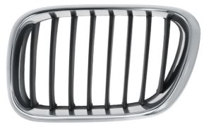GRILLE BMW X5 (E53) 2000-2004 FACE AVANT / CONTOUR CHROMÉ / LAMES NOIRES / GAUCHE
