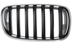 GRILLE BMW X6 (E71-E72) 2007-2014 FACE AVANT / CONTOUR CHROMÉ / LAMES NOIRES / DROIT
