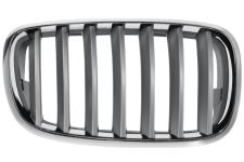 GRILLE BMW X6 (E71-E72) 2007-2014 FACE AVANT / CONTOUR CHROMÉ / LAMES TITANIUM / NOIRES / DROITE