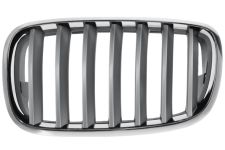 GRILLE BMW X6 (E71-E72) 2007-2014 FACE AVANT / CONTOUR CHROMÉ / LAMES TITANIUM / GAUCHE