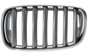 GRILLE BMW X5 (E70) 2007-2010 FACE AVANT / CONTOUR CHROMÉ / LAMES TITANIUM / GAUCHE