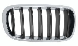 GRILLE BMW X6 (F16) 2014-2019 FACE AVANT / CONTOUR CHROMÉ / LAMES NOIRES / DROIT