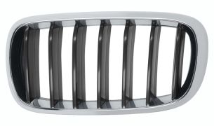 GRILLE BMW X6 (F16) 2014-2019 FACE AVANT / CONTOUR CHROMÉ / LAMES NOIRES / GAUCHE