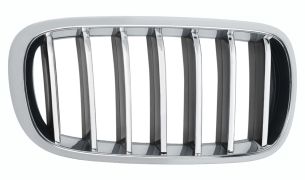 GRILLE BMW X6 (F16) 2014-2019 FACE AVANT / CONTOUR CHROMÉ / LAMES CHROMÉES / NOIRES / DROITE