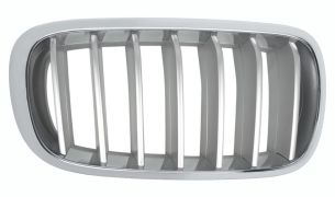 GRILLE BMW X6 (F16) 2014-2019 FACE AVANT / CONTOUR CHROMÉ / LAMES TITANIUM / NOIRES / DROITE