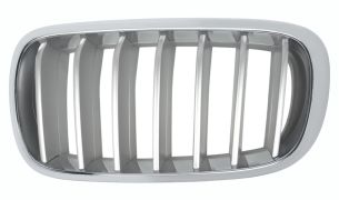 GRILLE BMW X6 (F16) 2014-2019 FACE AVANT / CONTOUR CHROMÉ / LAMES TITANIUM / GAUCHE