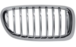 GRILLE BMW SERIE 5 (F10-F11) 2013-2016 FACE AVANT / CONTOUR CHROMÉE / LAMES CHROMÉES / TITANIUM / DROIT
