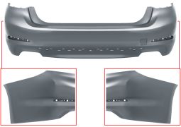 PARE-CHOCS BMW SERIE 5 (G30) 2016-2020 ARRIÈRE / SEDAN / ÉCHAPPEMENT DOUBLE GRAND / MODÈLE LUXURY / SPORT / AVEC APPRET