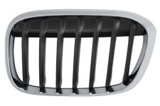 GRILLE BMW X1 (F48) 2015-2019 FACE AVANT / CONTOUR CHROMÉ / LAMES NOIRES / GAUCHE