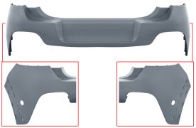 PARE-CHOCS CITROEN C3 2020-2024 ARRIÈRE / SUPÉRIEUR / AVEC MOULURE AILE / AVEC CAPTEUR / AVEC APPRET