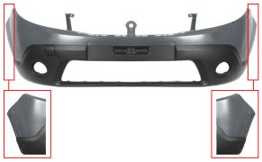 PARE-CHOCS DACIA SANDERO 2008-2013 AVANT / AVEC ANTIBROUILLARDS / MODÈLE STEPWAY / AVEC CONTOUR AILE / AVEC APPRET 