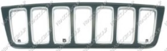 GRILLE JEEP GRAND CHEROKEE 2002-2005 FACE AVANT / EXTERNE / NOIRE / BORD CHROMÉE 